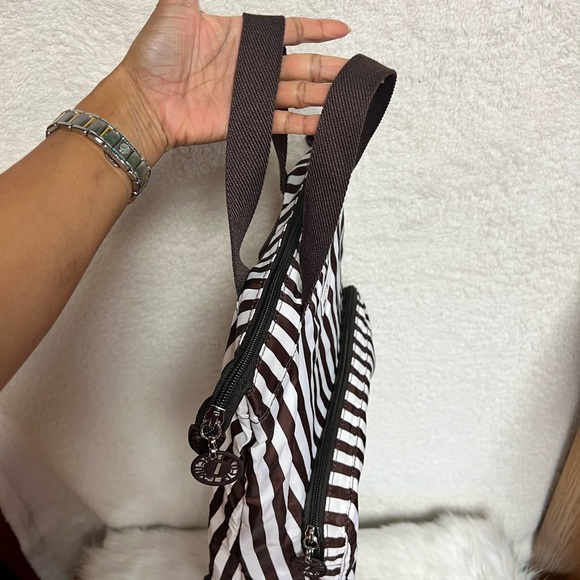 Henri Bendel Brown and White Striped Backpack with Durable Fabric - Picture 4 of 10